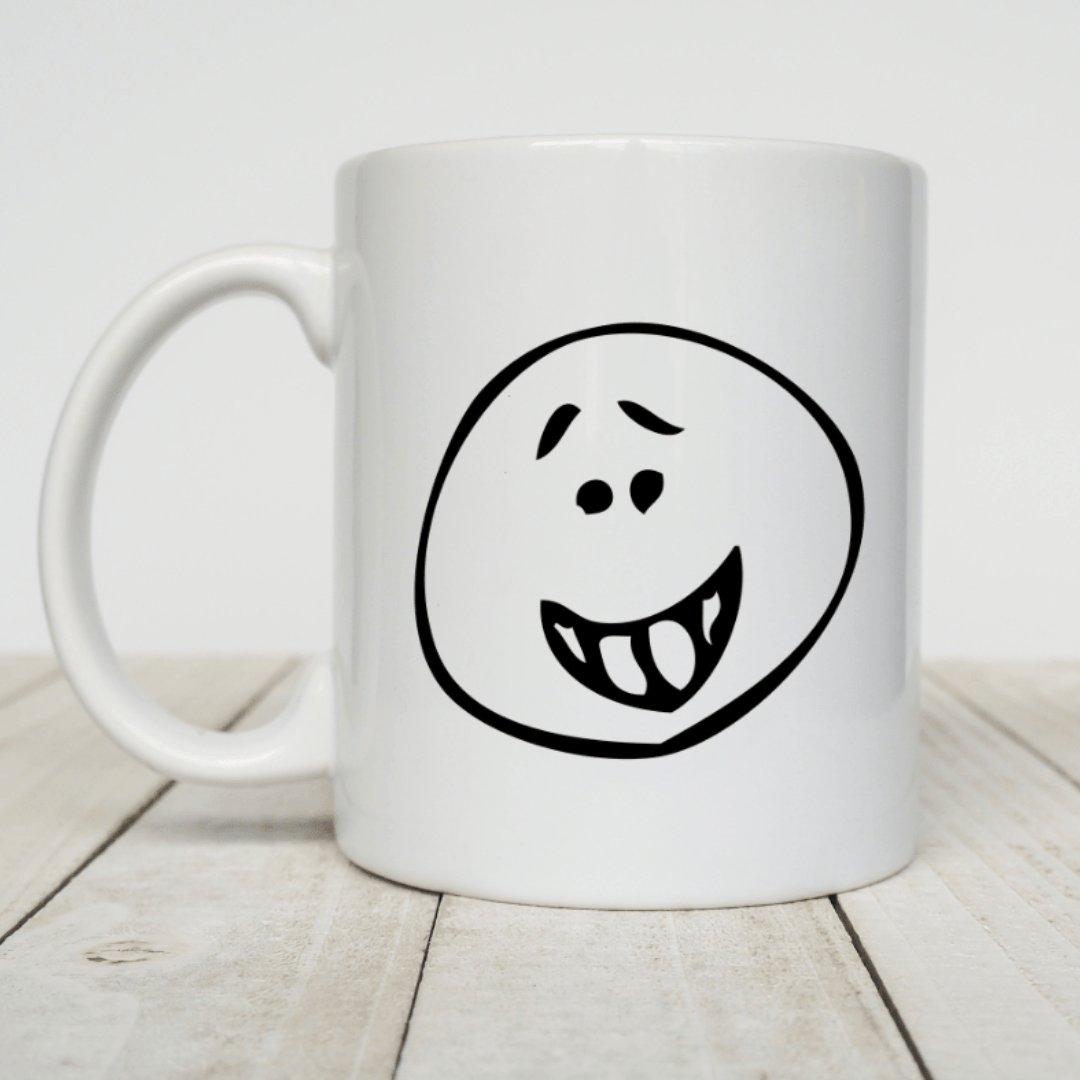 Koffie-thee mok met lachende emoji