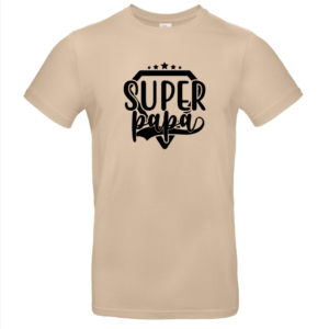 Vaderdag T-shirt - Super Papa - zandkleur