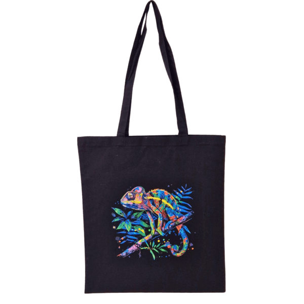 Katoenen tas met opdruk 'Kameleon'