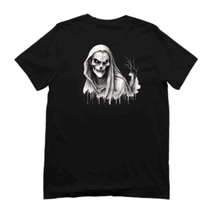 Halloween T-shirt schedel en rode ogen – uniseks